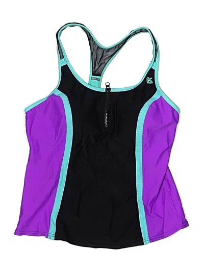 Pre-owned Assorted Brands Swimsuit Top Purple Color Block Pattern Swimwear