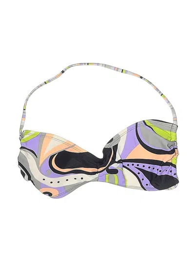 Pre-owned Assorted Brands Swimsuit Top Purple Graphic Pattern Swimwear