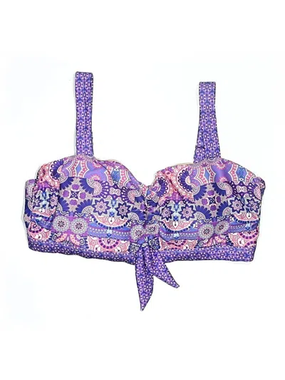 Pre-owned Assorted Brands Swimsuit Top Purple Paisley Pattern Swimwear