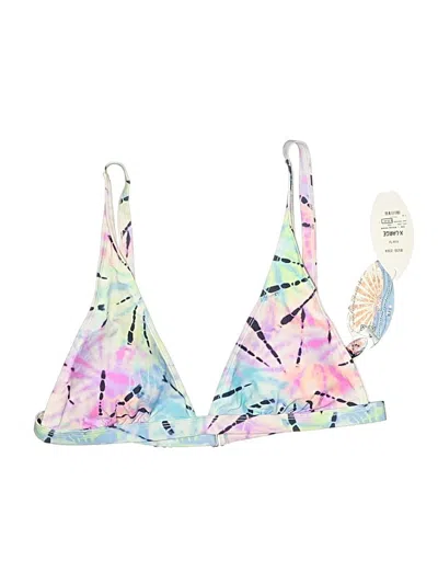 Pre-owned Assorted Brands Swimsuit Top Purple Print Pattern Swimwear
