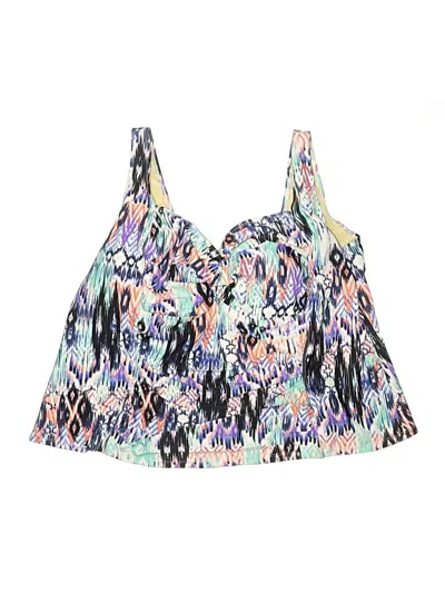 Pre-owned Assorted Brands Swimsuit Top Purple Print Pattern Swimwear