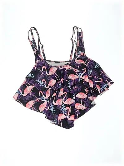 Pre-owned Assorted Brands Swimsuit Top Purple Print Pattern Swimwear