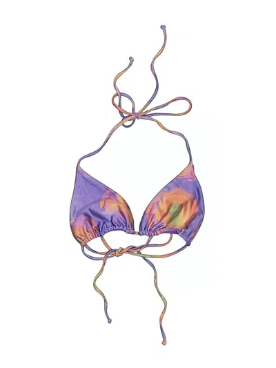 Pre-owned Assorted Brands Swimsuit Top Purple Tie-dye Pattern Swimwear