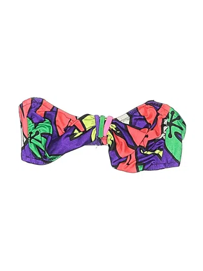 Assorted Brands Swimsuit Top Purple Tropical Pattern Swimwear