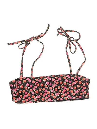 Pre-owned Assorted Brands Swimsuit Top Red Floral Pattern Swimwear