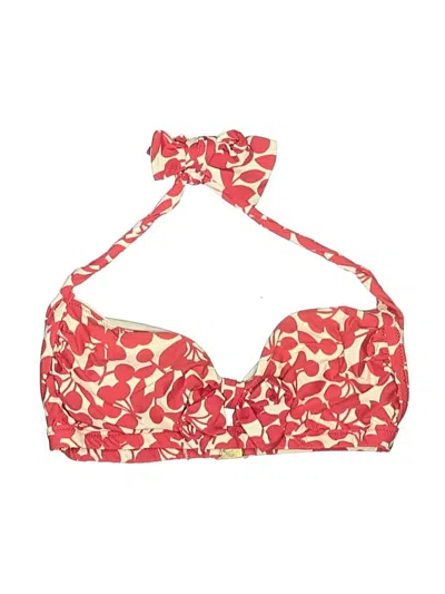 Pre-owned Assorted Brands Swimsuit Top Red Hearts Pattern Swimwear