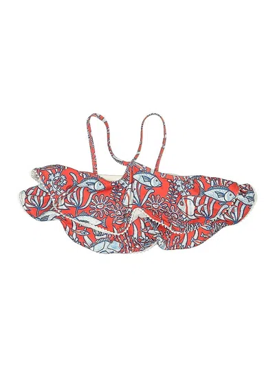 Pre-owned Assorted Brands Swimsuit Top Red Print Pattern Swimwear