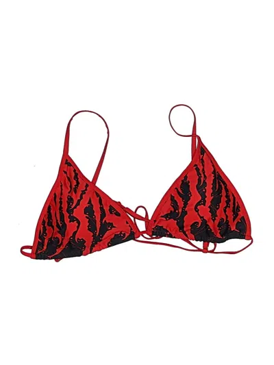 Pre-owned Assorted Brands Swimsuit Top Red Print Pattern Swimwear