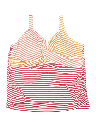 Pre-owned Assorted Brands Swimsuit Top Red Stripes Pattern Swimwear