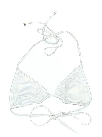 Pre-owned Assorted Brands Swimsuit Top Silver Metallic Pattern Swimwear