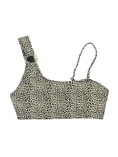 Pre-owned Assorted Brands Swimsuit Top Tan Animal Print Pattern Swimwear In Brown