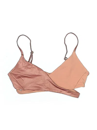 Pre-owned Assorted Brands Swimsuit Top Tan Metallic Pattern Swimwear In Brown