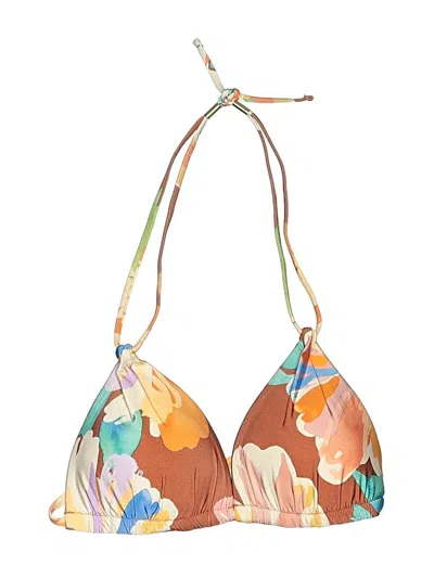 Pre-owned Assorted Brands Swimsuit Top Tan Print Pattern Swimwear