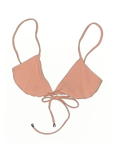 Pre-owned Assorted Brands Swimsuit Top Tan Solid Pattern Swimwear In Brown