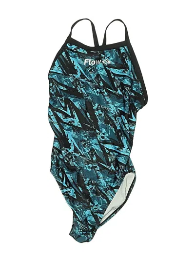 Pre-owned Assorted Brands Swimsuit Top Teal Graphic Pattern Swimwear