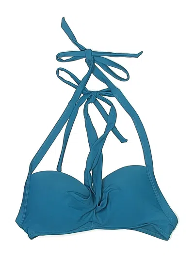 Pre-owned Assorted Brands Swimsuit Top Teal Solid Pattern Swimwear