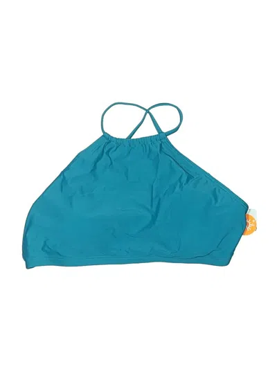 Assorted Brands Swimsuit Top Teal Solid Pattern Swimwear In Blue