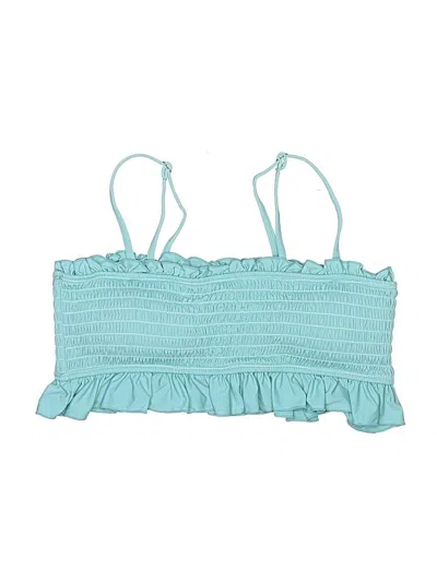 Pre-owned Assorted Brands Swimsuit Top Teal Swimwear In Blue