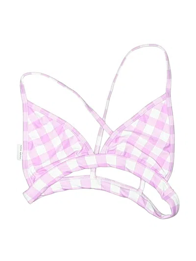 Pre-owned Assorted Brands Swimsuit Top White Checkered/gingham Pattern Swimwear