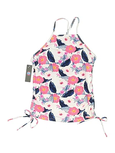Pre-owned Assorted Brands Swimsuit Top White Floral Pattern Swimwear