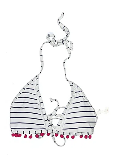 Pre-owned Assorted Brands Swimsuit Top White Stripes Pattern Swimwear