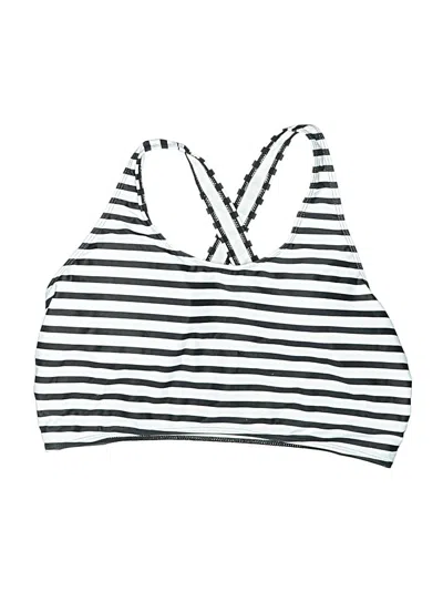 Pre-owned Assorted Brands Swimsuit Top White Stripes Pattern Swimwear