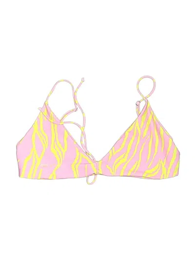 Pre-owned Assorted Brands Swimsuit Top Yellow Animal Print Pattern Swimwear