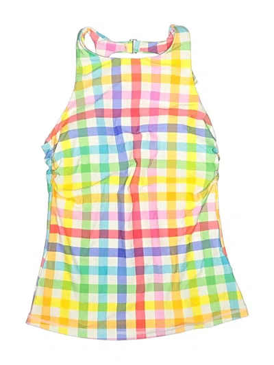 Assorted Brands Swimsuit Top Yellow Checkered/gingham Pattern Swimwear In Brown