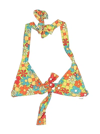 Pre-owned Assorted Brands Swimsuit Top Yellow Floral Pattern Swimwear