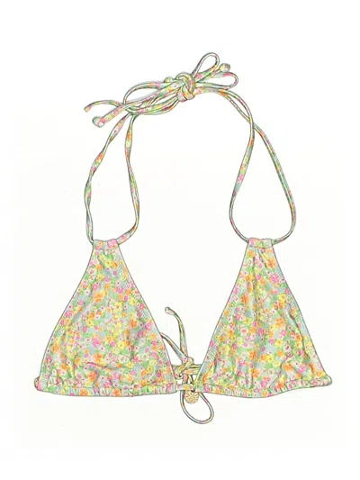 Pre-owned Assorted Brands Swimsuit Top Yellow Floral Pattern Swimwear