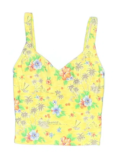 Pre-owned Assorted Brands Swimsuit Top Yellow Floral Pattern Swimwear