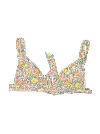 Pre-owned Assorted Brands Swimsuit Top Yellow Floral Pattern Swimwear