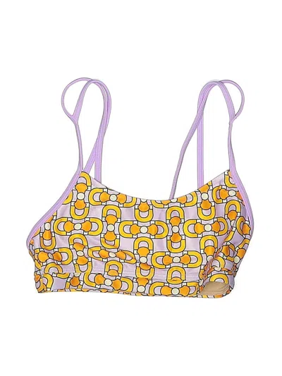 Pre-owned Assorted Brands Swimsuit Top Yellow Print Pattern Swimwear
