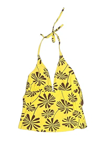Pre-owned Assorted Brands Swimsuit Top Yellow Print Pattern Swimwear