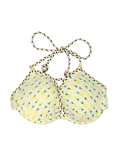 Pre-owned Assorted Brands Swimsuit Top Yellow Print Pattern Swimwear