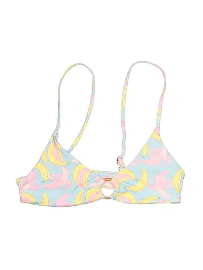 Pre-owned Assorted Brands Swimsuit Top Yellow Print Pattern Swimwear