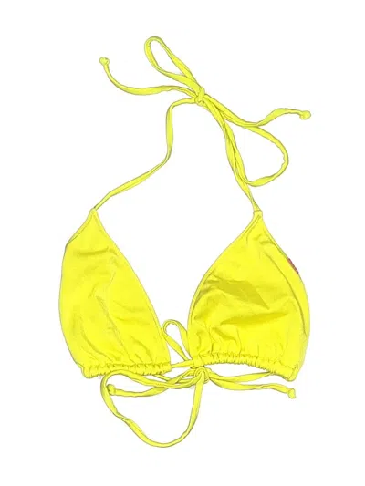Pre-owned Assorted Brands Swimsuit Top Yellow Solid Pattern Swimwear