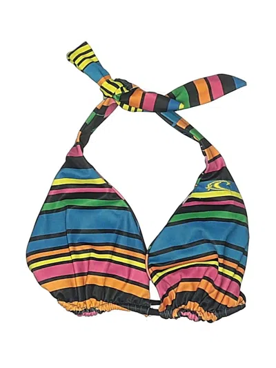 Pre-owned Assorted Brands Swimsuit Top Yellow Stripes Pattern Swimwear