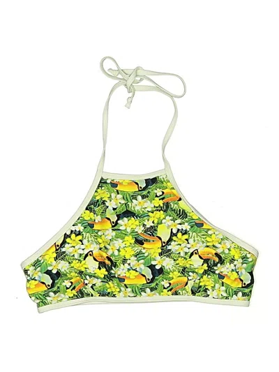 Pre-owned Assorted Brands Swimsuit Top Yellow Tropical Pattern Swimwear