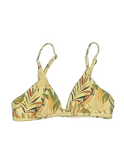 Pre-owned Assorted Brands Swimsuit Top Yellow Tropical Pattern Swimwear