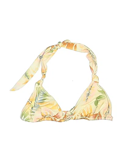 Pre-owned Assorted Brands Swimsuit Top Yellow Tropical Pattern Swimwear