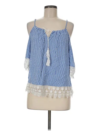 Pre-owned Assorted Brands Tank Top Blue Cold Shoulder Neckline Tops