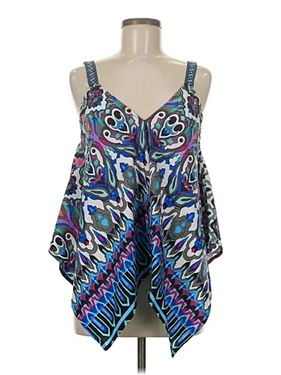 Pre-owned Assorted Brands Tank Top Blue Halter Neckline Tops