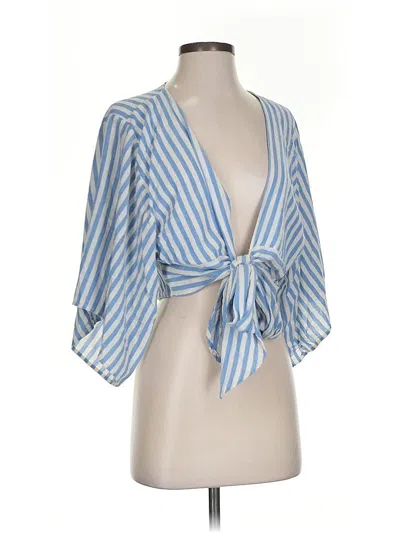 Pre-owned Assorted Brands Tank Top Blue Plunge Neckline Tops