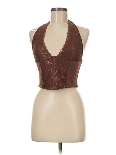 Pre-owned Assorted Brands Tank Top Brown Halter Neckline Tops