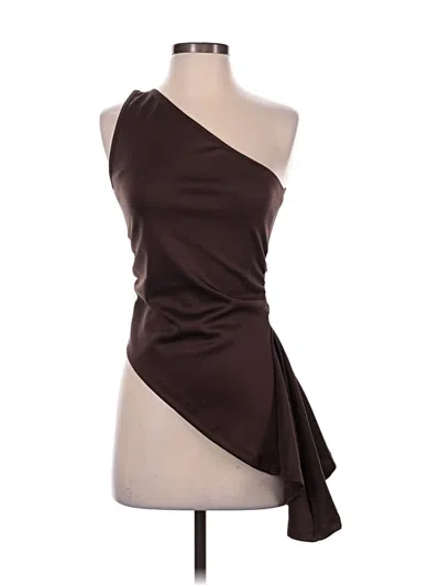Pre-owned Assorted Brands Tank Top Brown One Shoulder Neckline Tops