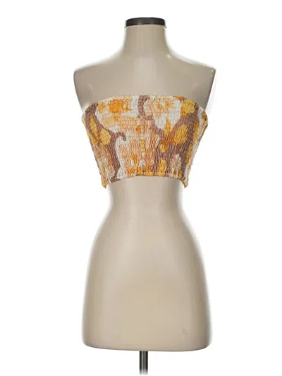 Pre-owned Assorted Brands Tank Top Gold Strapless Neckline Tops