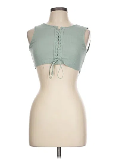 Pre-owned Assorted Brands Tank Top Green Halter Neckline Tops