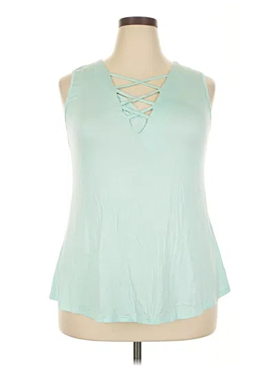 Assorted Brands Tank Top Green Halter Neckline Tops In Blue