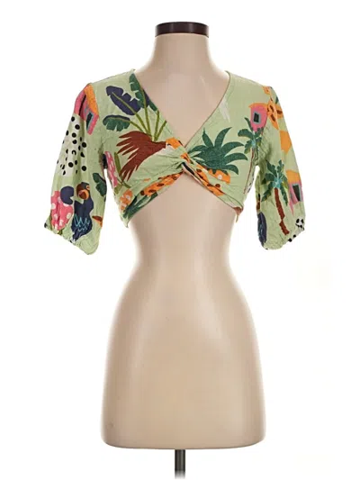 Pre-owned Assorted Brands Tank Top Green Plunge Neckline Tops